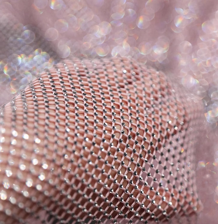 Stretchable diamond Fishnet fabric for dress material sexy style wholesale